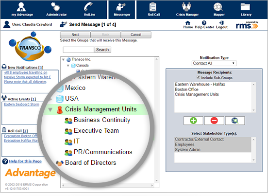 screenshot of ERMS Advantage